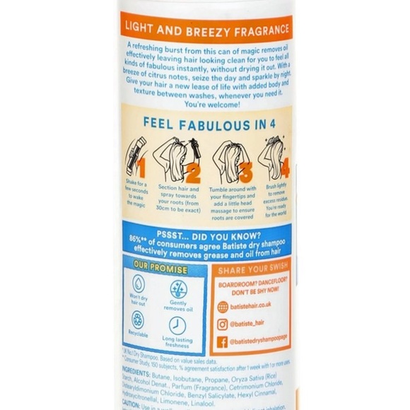 LAST ONE NWT Lot of 3x [Batiste] Dry Shampoo Fresh BREEZY CITRUS - Full size! - Picture 6 of 7